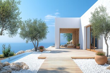 Coastal home with expansive ocean views featuring a minimalist design and serene outdoor space