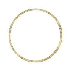 Golden round frame, wreath, handmade graphic digital illustration isolated on a white background.