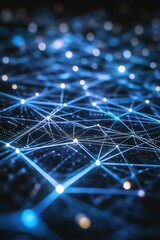 Obraz premium Network connections and data flow visualized through glowing blue lines, demonstrating technology, innovation, and digital communication in modern systems.