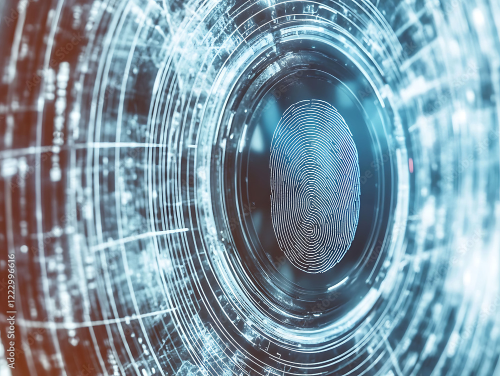 Poster abstract digital fingerprint scan. a stylized image ideal for technology, security, or biometric aut