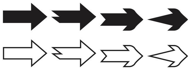 Various Arrow Shapes and Styles. Isolated On Transparent Background.