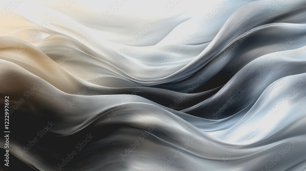 Poster abstract background featuring flowing white and black waves creating a dynamic and modern design sui