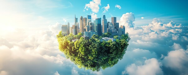 Visual representation of carbon offset strategies and CO2 reduction in a sustainable business model, green energy solutions, environmental technology, clear blue sky, 4K resolution