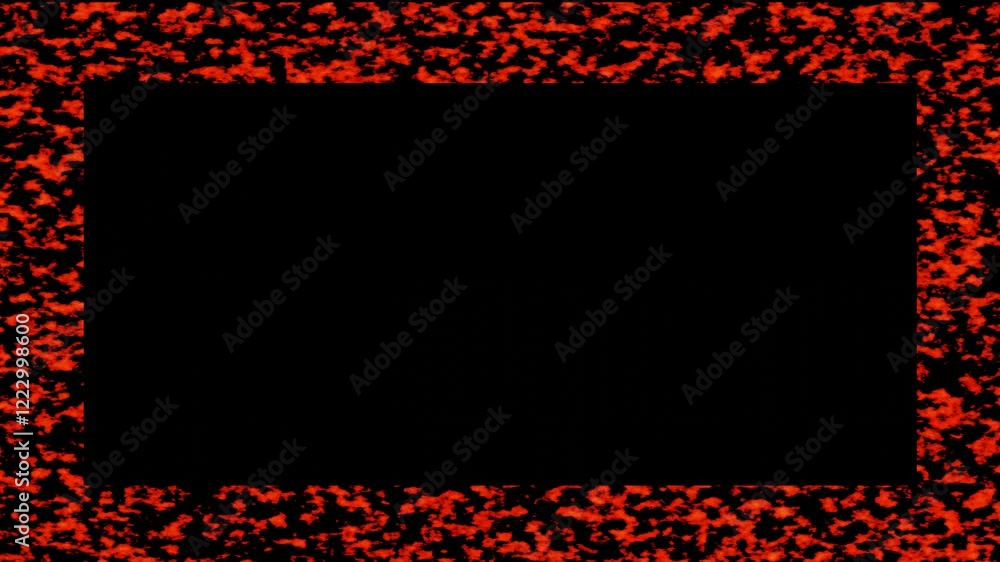 Poster frame flashing red fiery spots on black background. 3d render animation