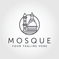 mosque logo vector design line art style