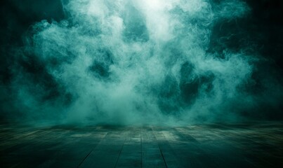 A tranquil cloud of misty green smoke spreading subtly over a shadowy background.