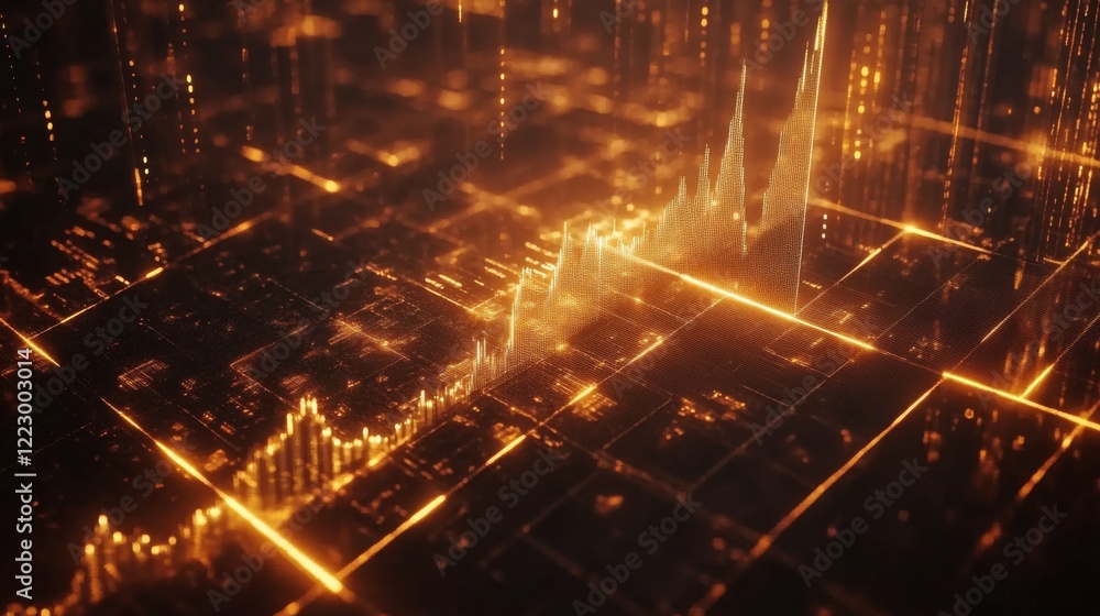 Poster an abstract background featuring a financial graph with diagonal lines and glowing data points, emph