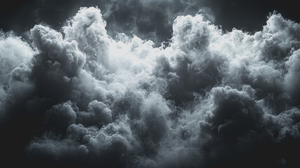 Black and white cloud background with varying shades and textures creating a dramatic atmospheric effect for design or artistic use