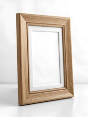 Minimalist Mockup Showcasing a Classic Wooden Frame Stand Against a Light Background