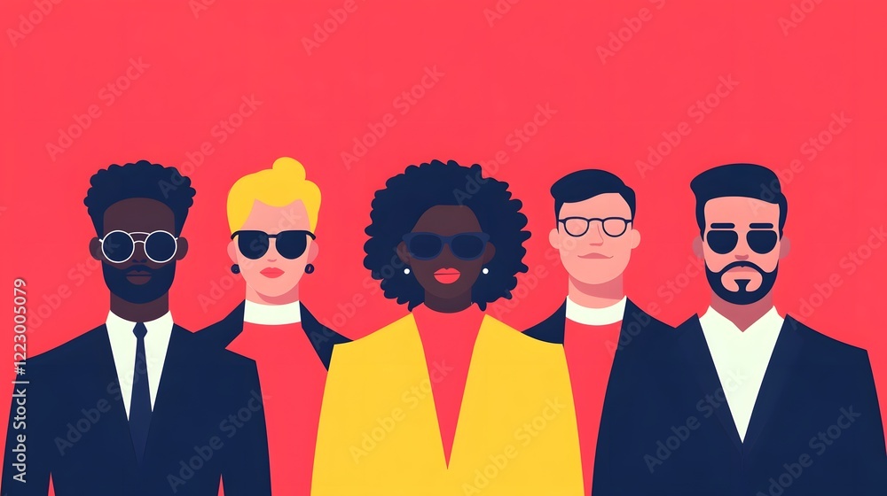 Aufkleber diverse business team collaborating and solving problems together in flat design