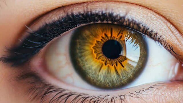 Close-Up of a Human Eye with Intricate Details and Color Variations
