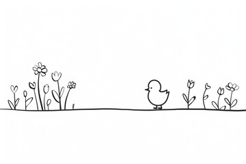 Divider doodle border duck drawing sketch white.