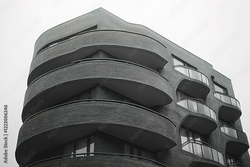 Poster curving balconies on a modern apartment building create a unique architectural design