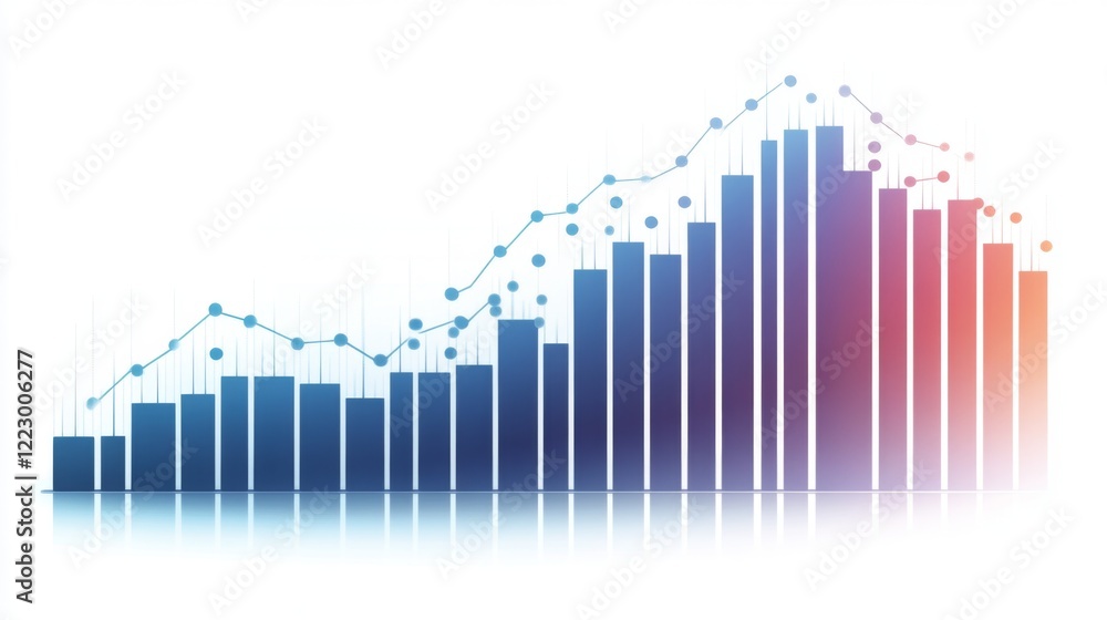 Aufkleber An elegant area chart with smooth curves in gradient colors representing revenue growth over time, set against a light background for a polished appearance