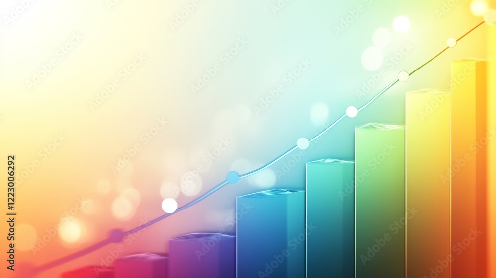 Aufkleber an elegant area chart with smooth curves in gradient colors representing revenue growth over time, s