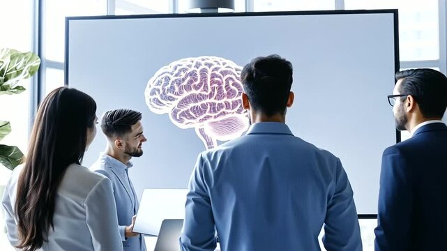 Marketing Team Brainstorming with AI Idea Generator Display