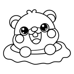 cute kawaii Groundhog outline cartoon doodle illustration
