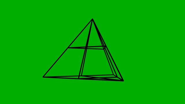 Video rendering 3d triangle rotating shape, green screen 
