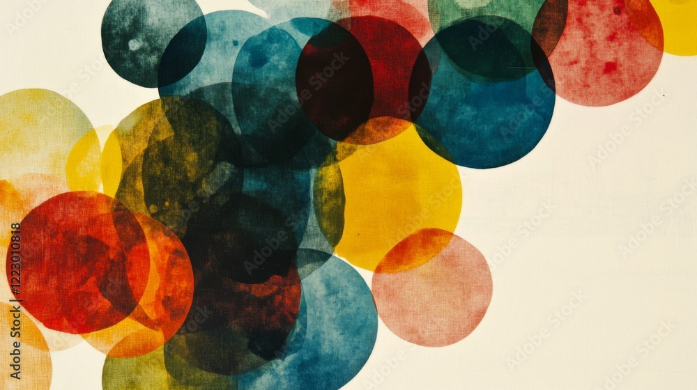 Poster a bubble chart with multicolored, semi-transparent circles of varying sizes, set against a simple li