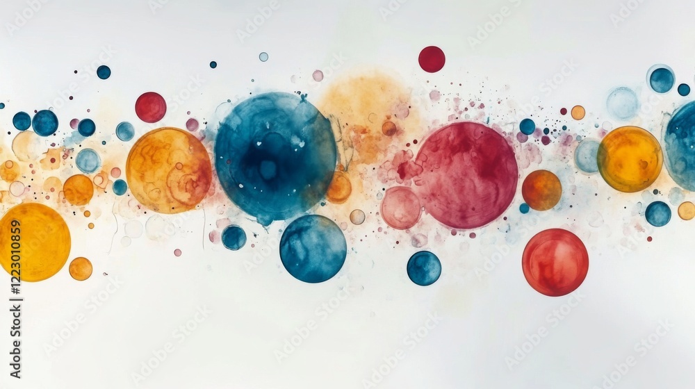 Poster a bubble chart with multicolored, semi-transparent circles of varying sizes, set against a simple li