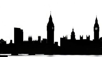 London Skyline Silhouette - Dramatic Cityscape