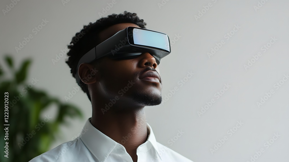 Poster user adjusting settings on wearable augmented reality headset for intuitive interactions