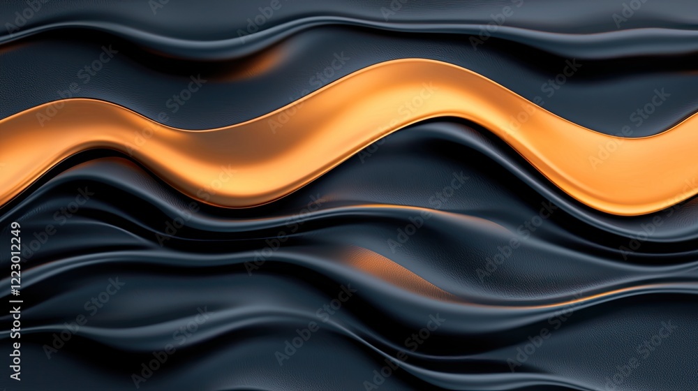 Poster a wavy abstract pattern featuring smooth black and striking gold curves, creating a dynamic visual e