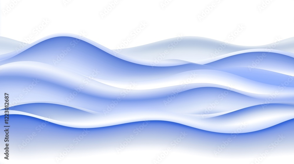 Poster smooth, flowing blue waves create an abstract background, evoking a sense of calm and tranquility wi