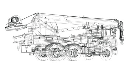 Car crane. Vector rendering of 3d