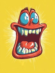 Cartoonish Bright Face with Big Eyes and Open Mouth Expression