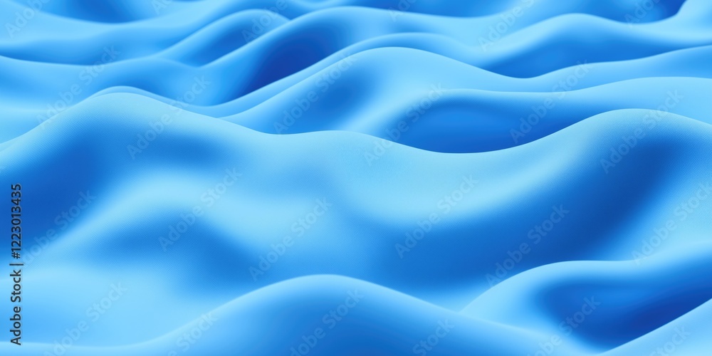 Poster close-up of soft, flowing blue fabric creating gentle waves, showcasing texture and movement in a se
