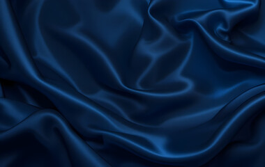 Black blue abstract background Dark blue silk satin texture background Shiny fabric with wavy soft pleats Dark blue elegant background with copy space for your design Liquid wave effect