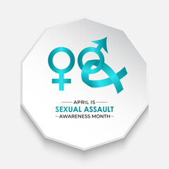 Vector design for Sexual Assault Awareness Month in April. Realistic ribbon. Education and prevention of sexual violence are the goals of this annual campaign. Banner poster, flyer and background.