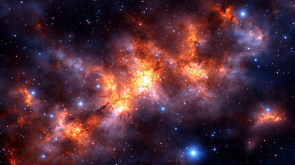 Naklejka premium A cosmic background with glowing nebulae and distant stars, space, galaxy, cosmic, vibrant