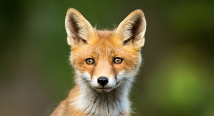 Fototapeta premium Close-up of a curious red fox with striking features and vibrant fur