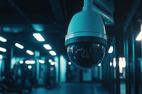 Modern Surveillance Camera in Industrial Gym Environment