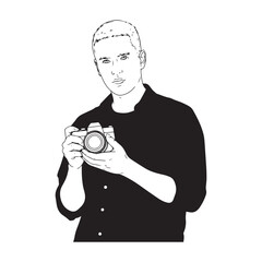 Cameraman Digital Sketch - Elegant Line Art for Cameraman - Cameraman Vector - Cameraman Doodle - Camera Illustration - Cameraman Line Art
