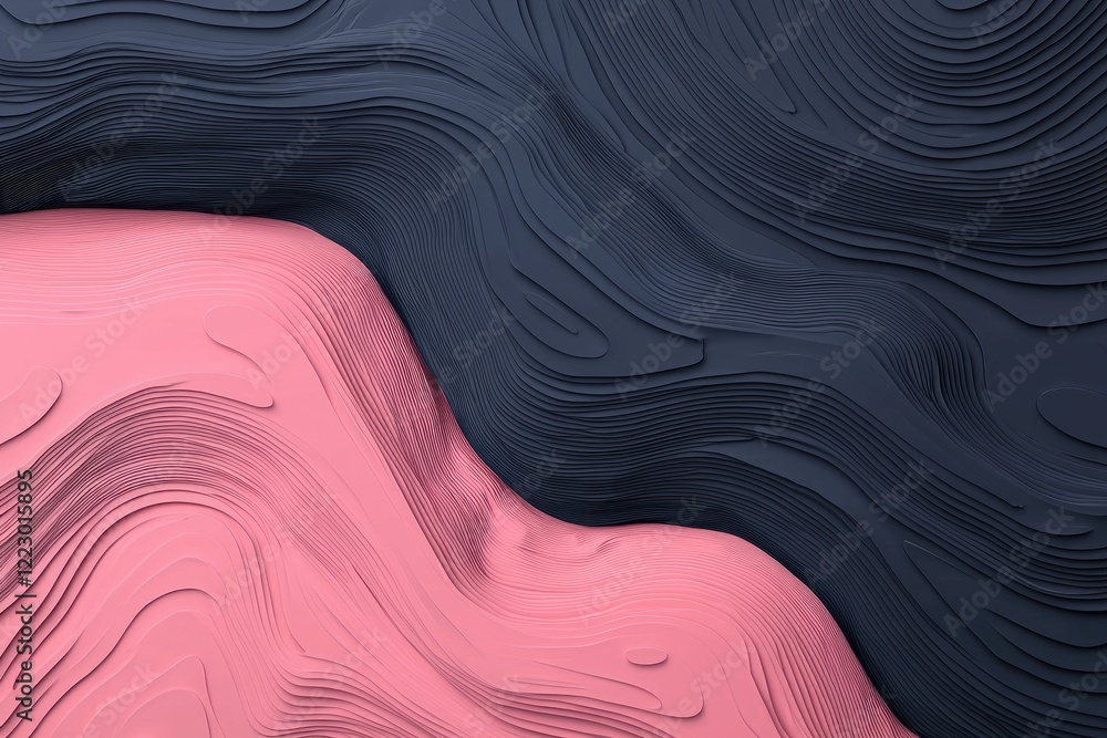 Poster abstract waves of black and pink create a fluid, textured appearance, evoking a sense of movement an
