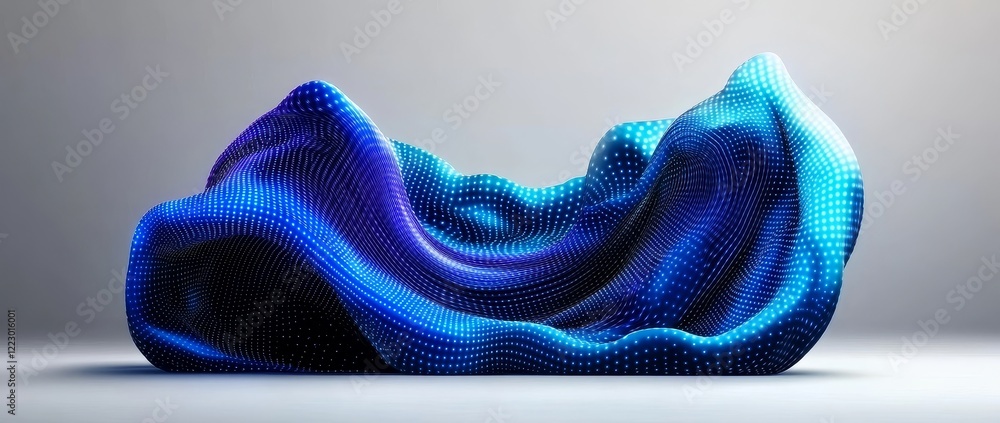 Poster White abstract background with dynamic particles flowing. Depicting the concept of digital future technology. Modern illustration