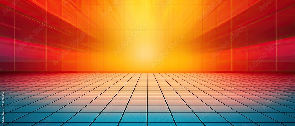 Poster a vibrant gradient background featuring warm colors that radiate from a central point, creating a vi