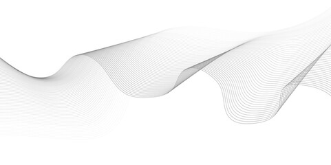 Abstract grey wave lines on transparent background. abstract Curved wavy lines tech futuristic motion background technology line stripe isolated science digital flowing black line.