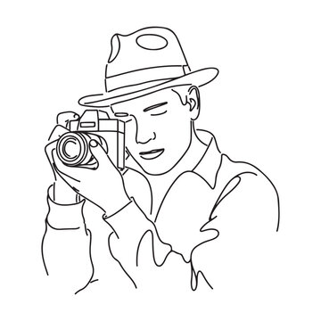 recommend clip art: Man with Camera Illustration - Clean Line Art of Man Holding Camera - Man Holding Camera Vector - Man Holding Camera Doodle - Camera Illustration - Man Holding Camera Line Art
                    