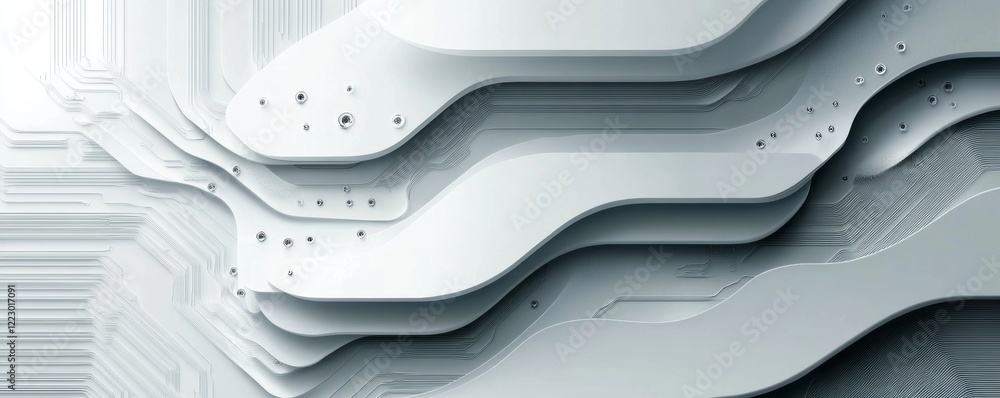 Poster High-tech communication concept illustrated with abstract technology, on a white background, focusing on digital science and technology
