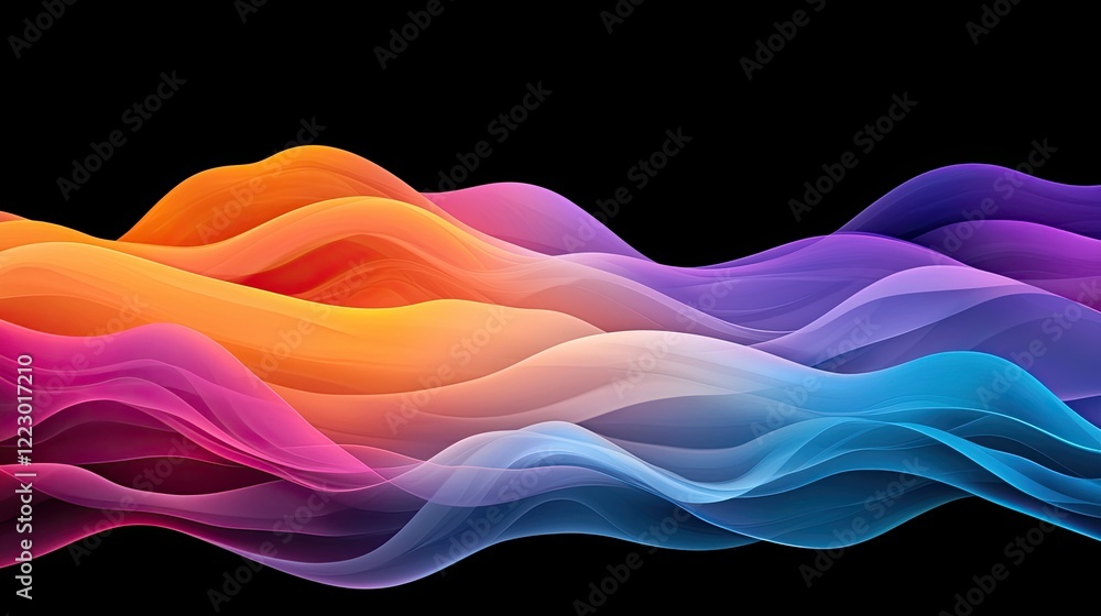 Poster a vibrant wave of colorful gradients flows across a black background, creating a dynamic and modern 