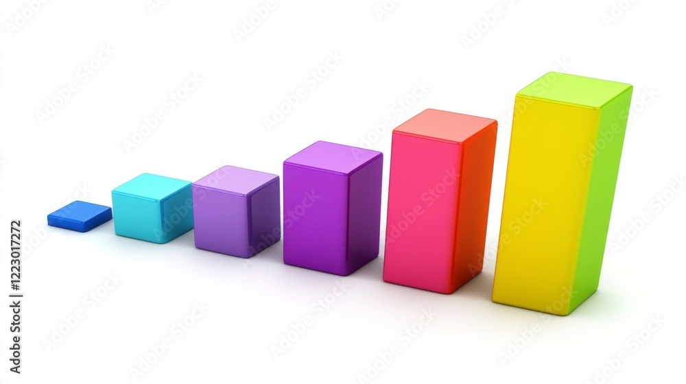 Poster a colorful bar chart representing various financial data points, with sharp edges and vibrant colors