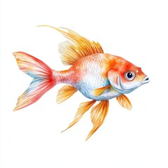 vibrant goldfish illustration with flowing fins and bright colors, watercolor clip art
