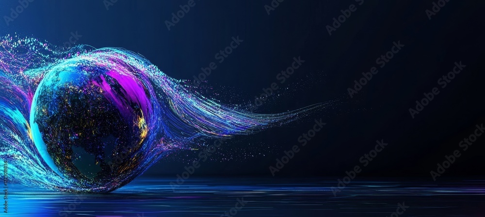 Poster quantum computer technologies. illustrated with a futuristic blue circuit board background, highligh