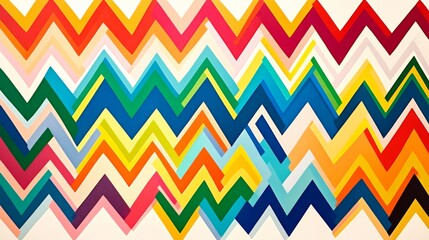 A colorful explosion of zigzag lines in bold hues, arranged dynamically on a white background, creating an energetic and eye-catching visual