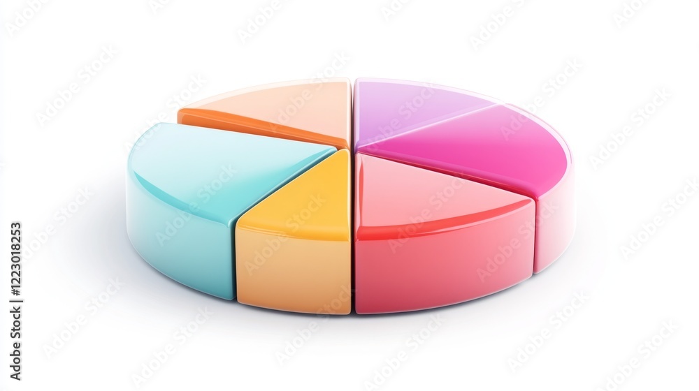 Poster a colorful pie chart with distinct segments in gradient colors, arranged on a white background with 