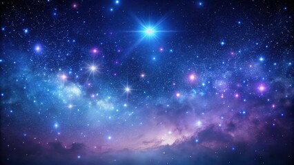 Obraz premium Deep blues and purples dominate the dark canvas as twinkling stars illuminate the sky with a soft glow, universe
